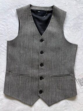ASOS DESIGN Super Skinny Wool Blend Vest in Monochrome Puppytooth--NWT--36R